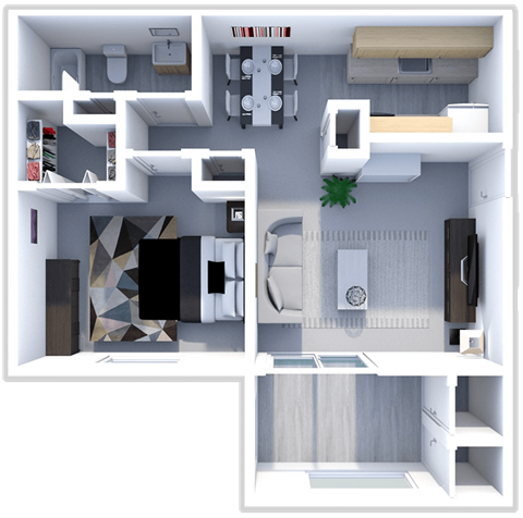 a floor plan of a 1 bedroom apartment